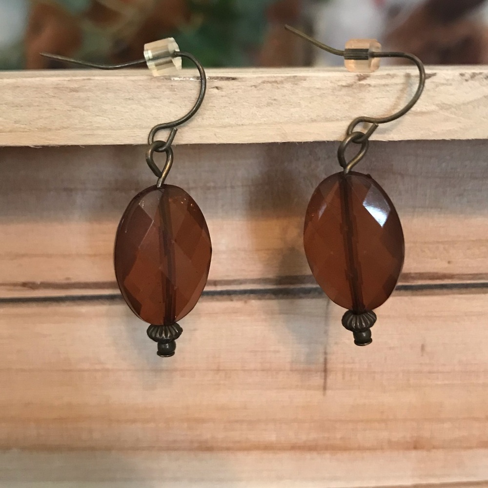 Brown Bead Dangle Earrings